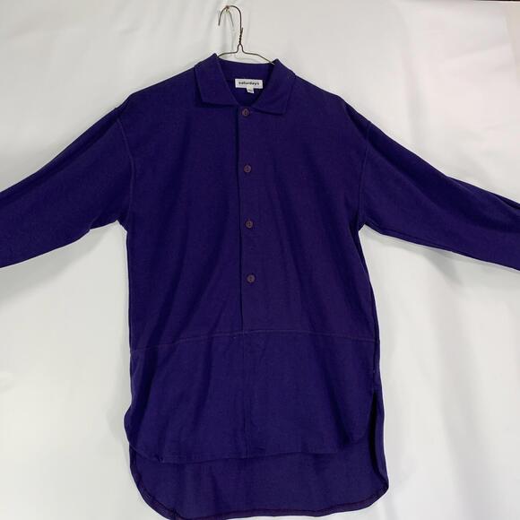 Saturday’s Purple 3/4 Button Up Long Sleeve Pull Over With  Caller Size Small - Picture 2 of 8